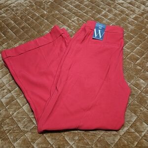 Wide Leg Trousers Red Worthington 10 Petite Reg Chic Classy Trendy Ann Taylor